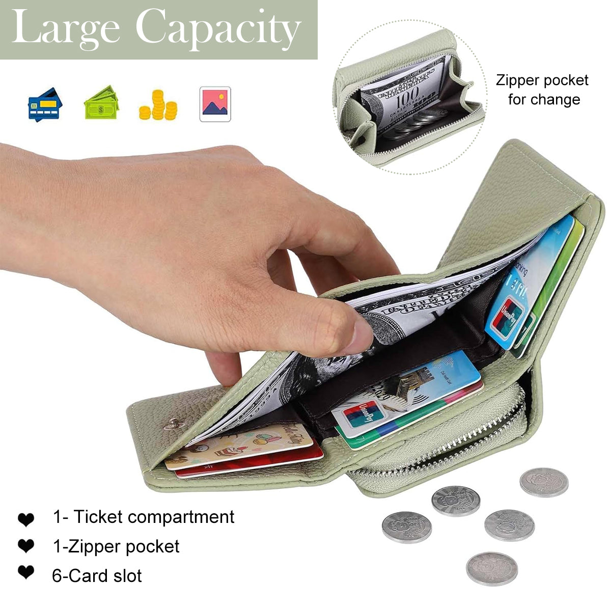 PALAY Women Small Leather Purse Women Purse Mini Card Bag Fashion PU Multi Compartments Coin Bag Cash Bag, 10x8x4cm PALAY Women Small Leather Purse Women Purse Mini Card Bag Fashion PU Multi Compartments Coin Bag Cash Bag, 10x8x4cm